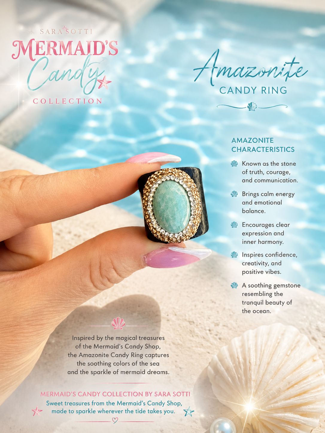'Mermaid's Candy' Natural Amazonite Cocktail Ring