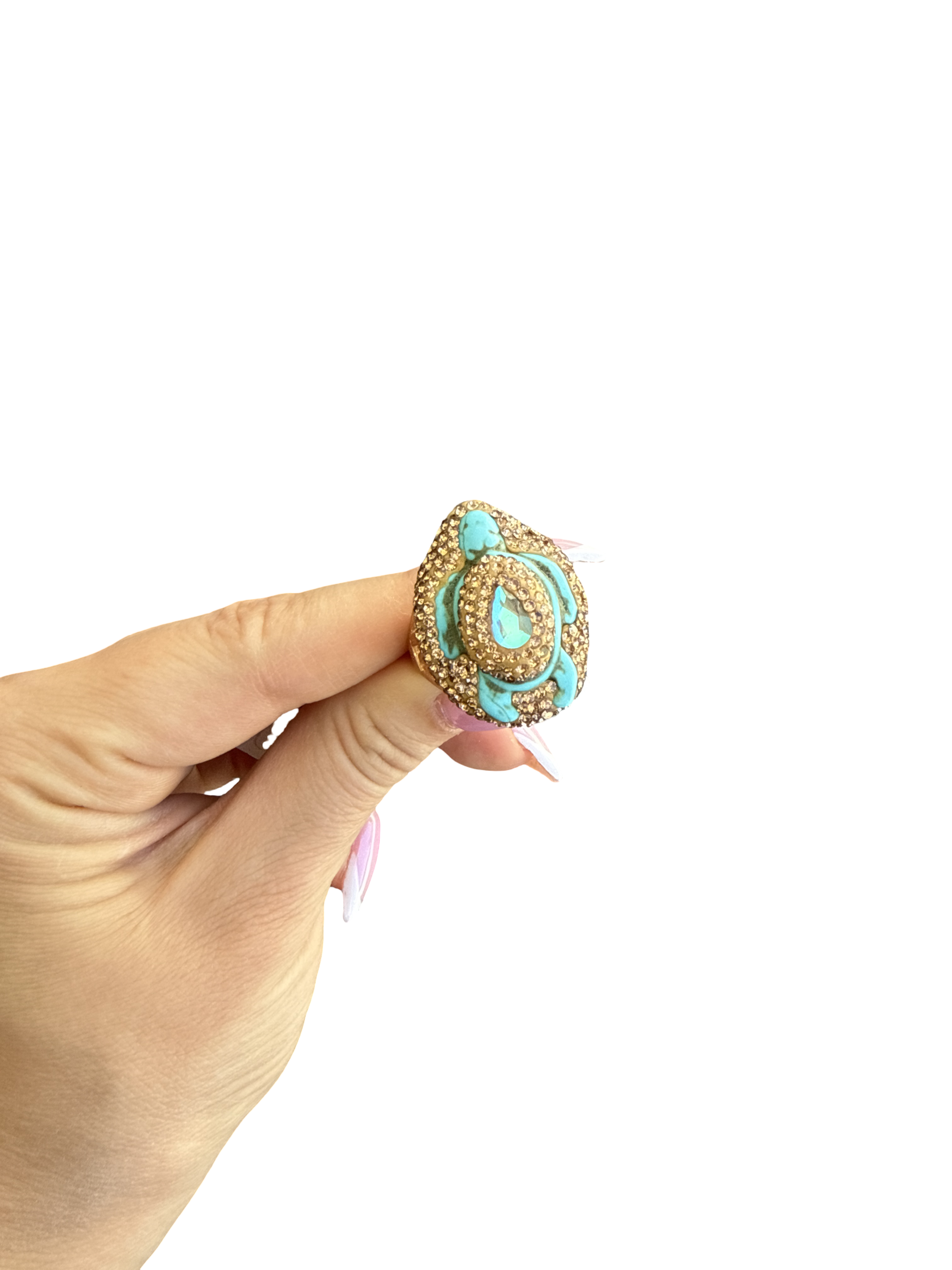 ‘Mermaid’s Candy’ Natural Turquoise Sea Turtle AdjustableRing
