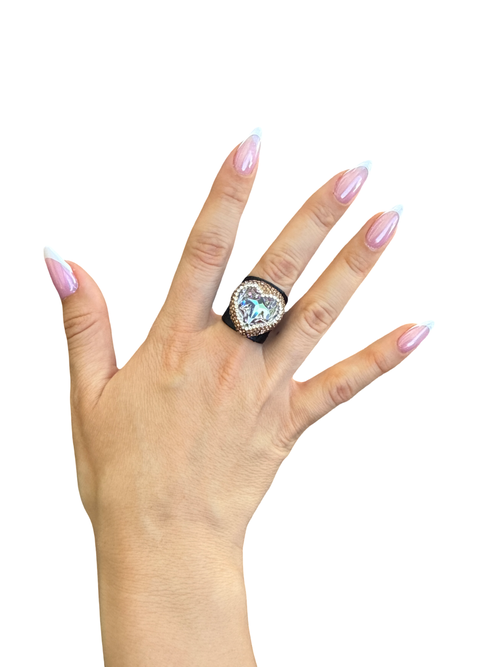 'Mermaid's  Candy' Multi-tone Heart Shaped Adjustable Cocktail Ring