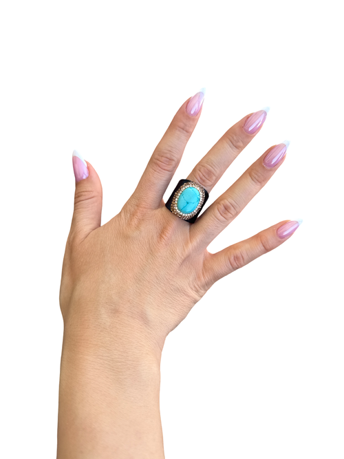 'Mermaid's Candy' Composed Turquoise Adjustable Cocktail Ring