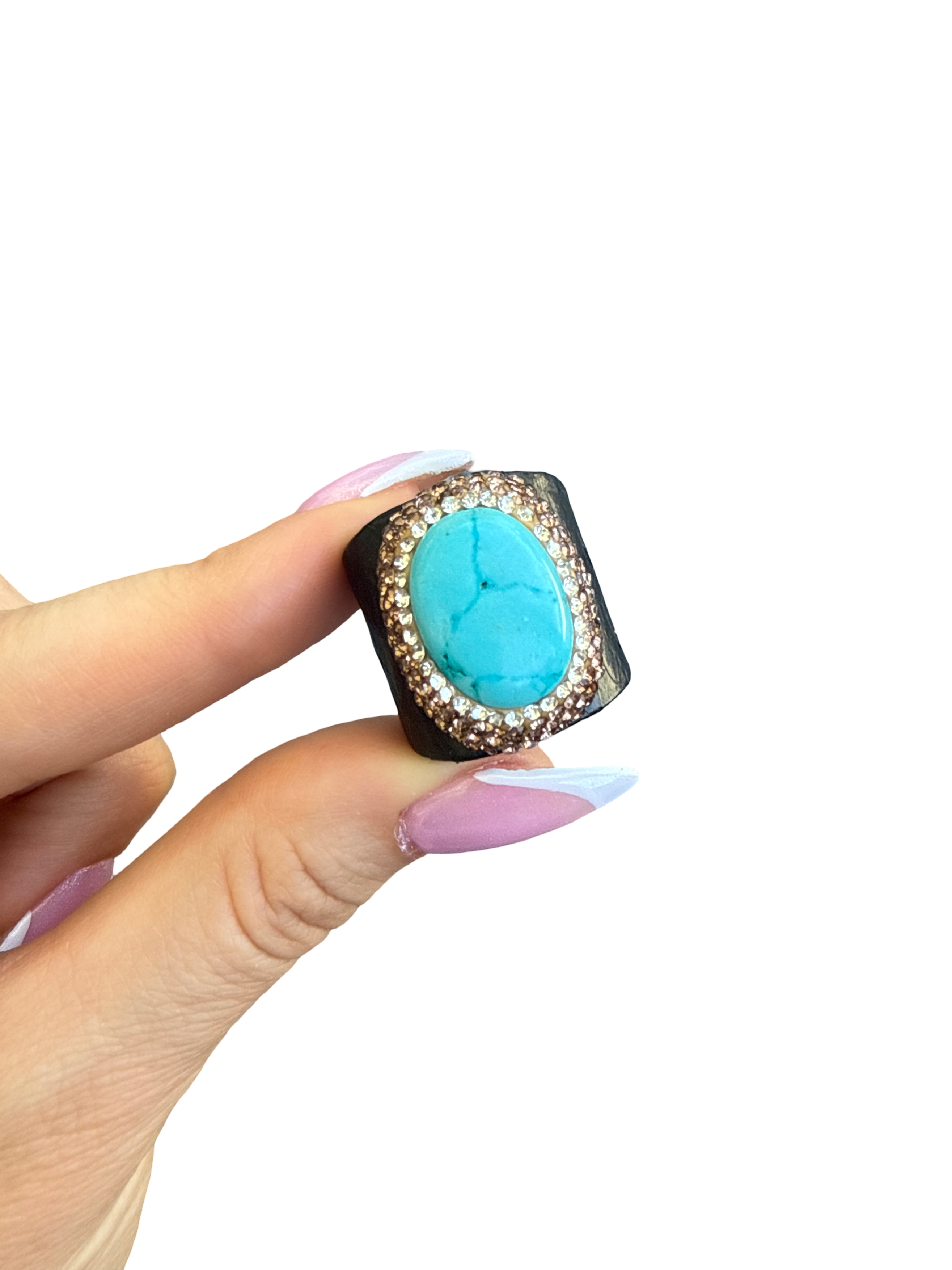 'Mermaid's Candy' Composed Turquoise Adjustable Cocktail Ring