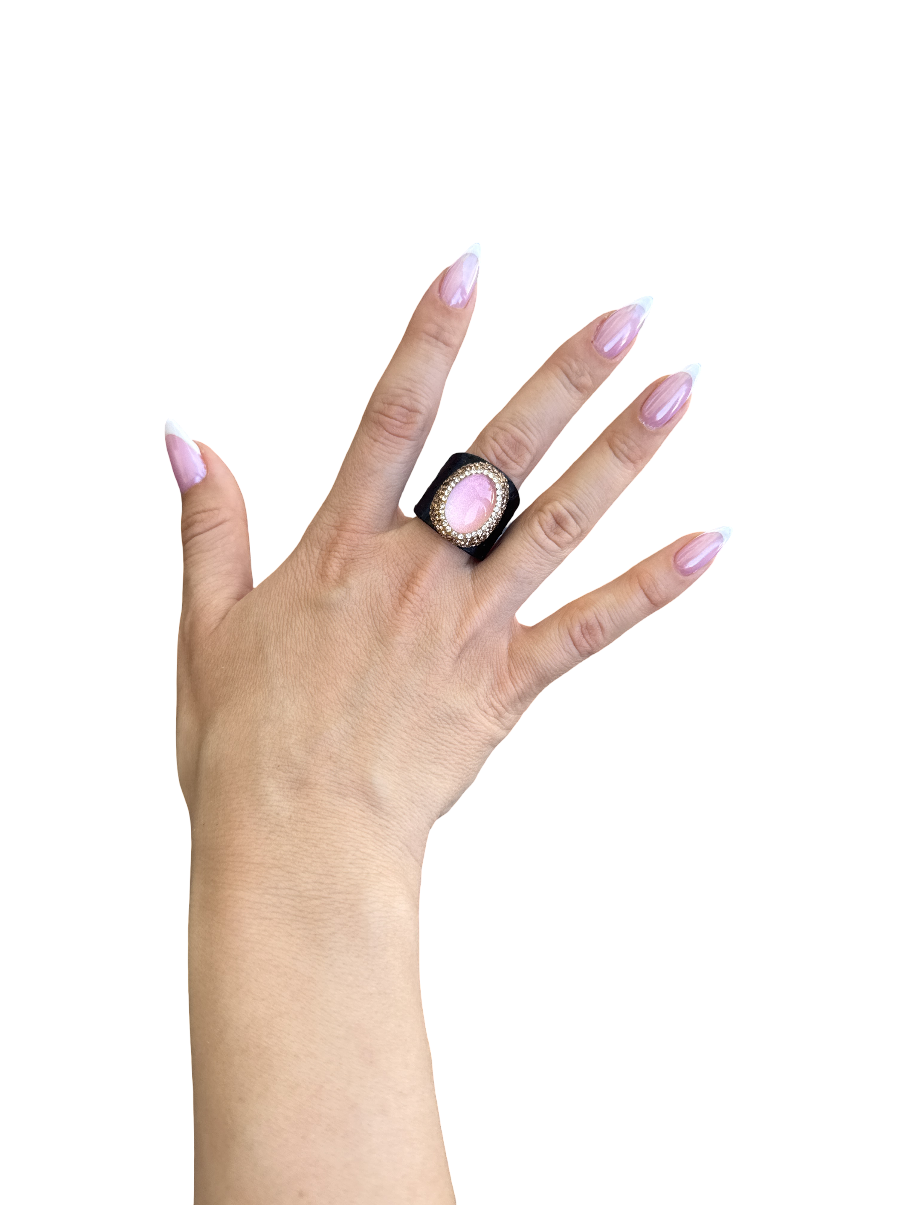 'Mermaid's Candy' Pink Summer Skies Rhinestone Adjustable Cocktail Ring