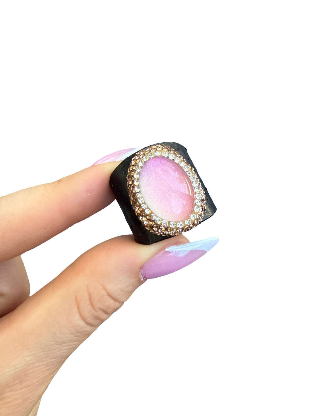 'Mermaid's Candy' Pink Summer Skies Rhinestone Adjustable Cocktail Ring