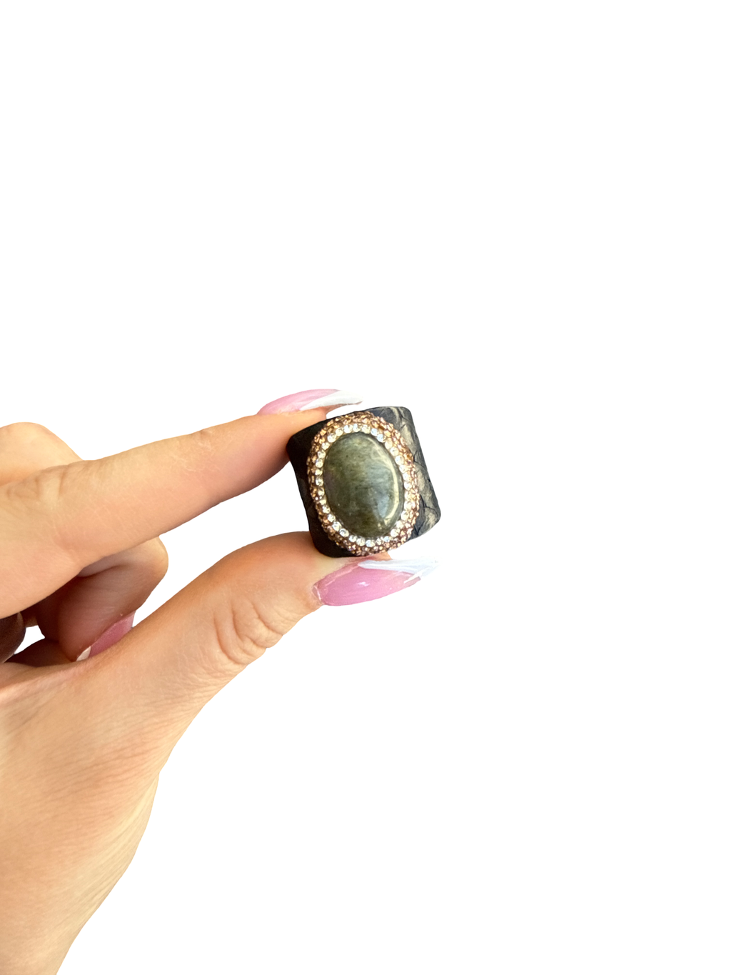 'Mermaid's Candy' Natural Labradorite On Leather Cocktail Ring