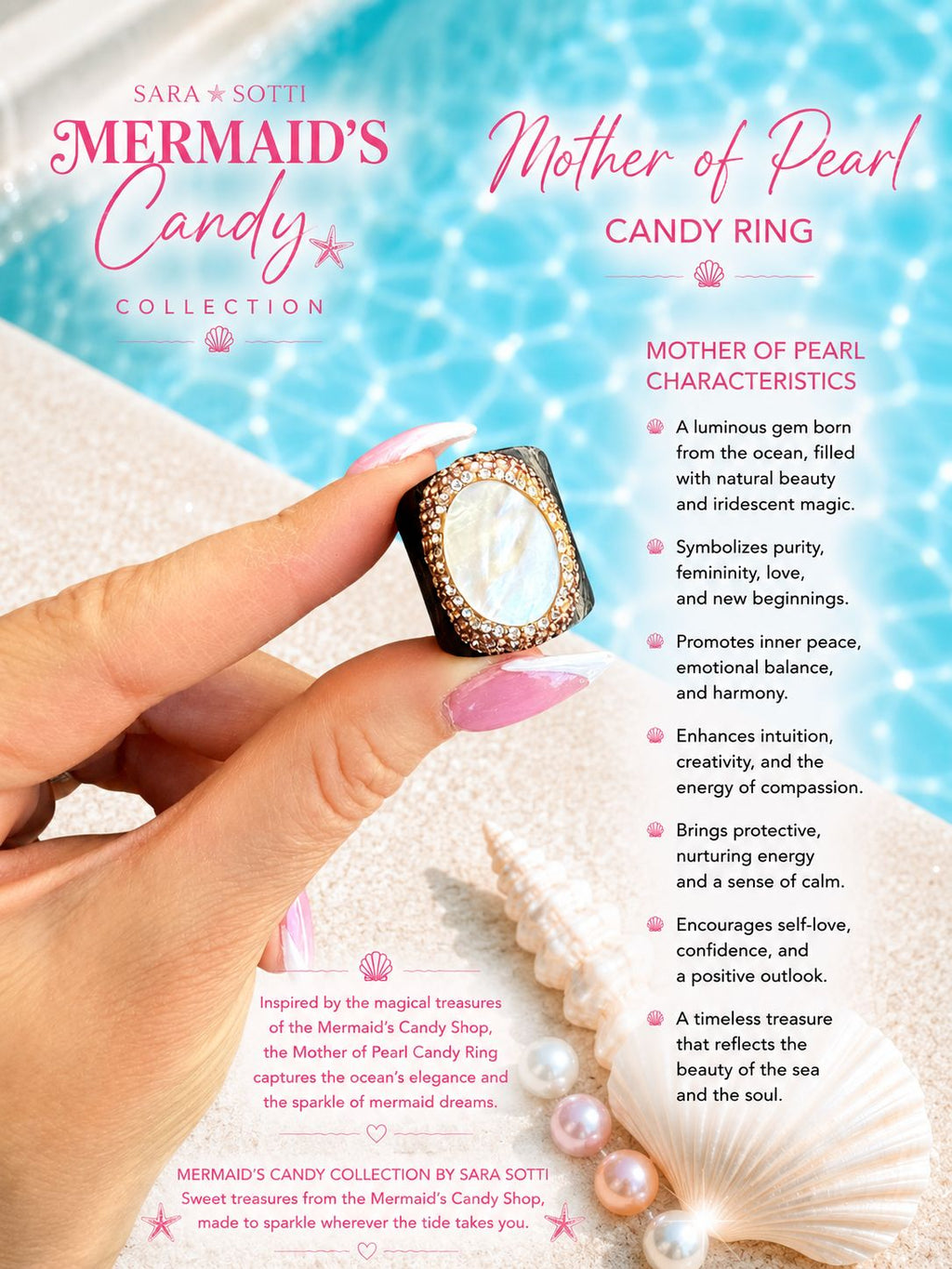 'Mermaid's Candy' Natural Mother Of Pearl Cocktail Ring